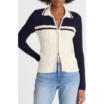 Madewell Colorblock Cable-knit Zip Cardigan In Multi