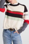 Madewell Colorblock Raglan Sleeve Merino Wool Sweater In Multi