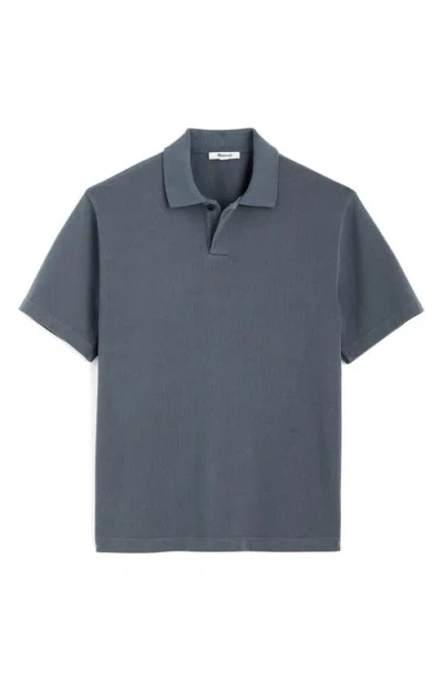 Madewell Short-sleeve Compact-knit Polo In Gray
