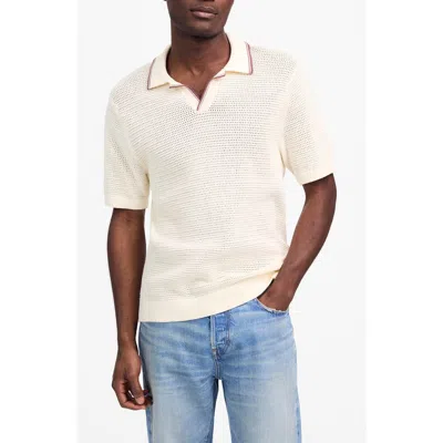 Madewell Contrast Stitch Johnny Collar Sweater Polo In White