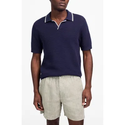 Madewell Contrast Stitch Johnny Collar Sweater Polo In Blue