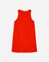 Madewell Contrast-stitch Shift Mini Dress In Linen Bright Flame In Bright Flame