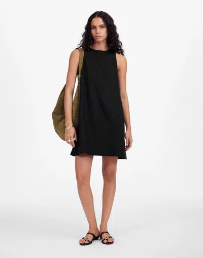 Madewell Contrast-stitch Shift Mini Dress In Jet Black