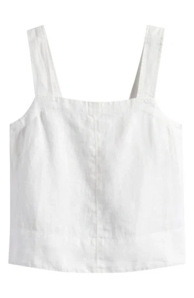 Madewell Contrast Stitch Square Neck Linen Tank In Salt
