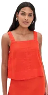 Madewell Contrast Stitch Square Neck Top Bright Flame In Bright Flame