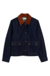 Madewell Corduroy Collar Denim Barn Jacket In Black