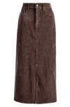 Madewell Corduroy Midi Skirt In Dark Carob