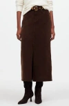Madewell Corduroy Midi Skirt In Dark Carob