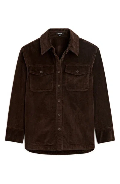 Madewell Corduroy Relaxed Shirt Jacket In Dark Carob