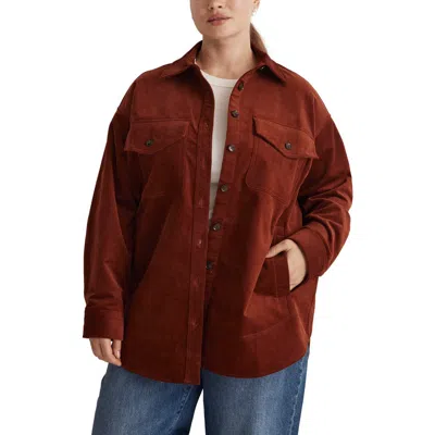 Madewell Corduroy Twill Oversize Shirt Jacket In Burgundy