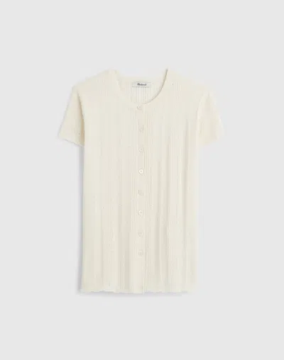 Madewell Cotton-blend Pointelle Short-sleeve Cardigan In White