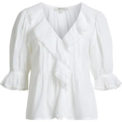 Madewell Cotton Blend Ruffle Top In White