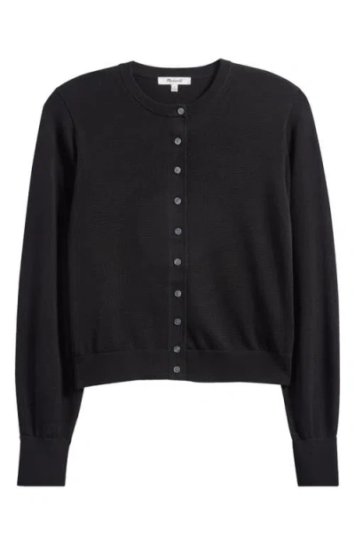Madewell Cotton Crewneck Cardigan In Black