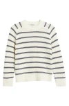 Madewell Cotton Crewneck Sweater In Bright Ivory Navy Stripe