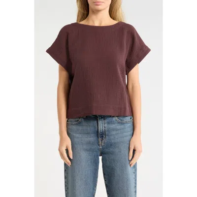 Madewell Boatneck Dolman-sleeve Top In Brown