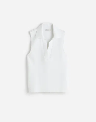 Madewell Cotton Johnny-collar Sweater Tank In White