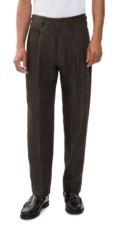 Madewell Cotton Linen Twill Trousers Dark Brown