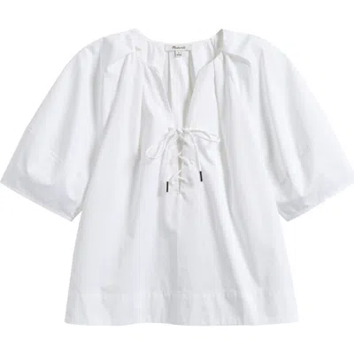 Madewell Cotton Poplin Lace-up Top In White
