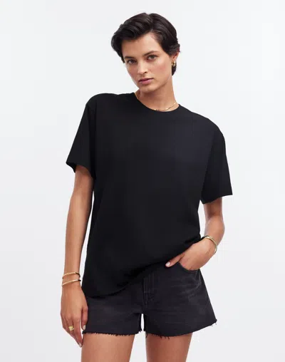 Madewell Cotton Relaxed Oversized Tee In Jet Black