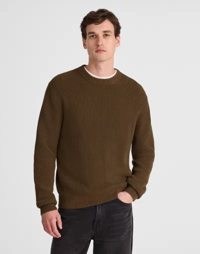 Madewell Cotton Shaker Stitch Crewneck Sweater In Green