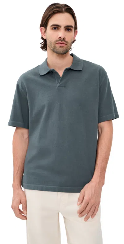 Madewell Cotton Short Sleeve Polo Heirloom Blue In Gray