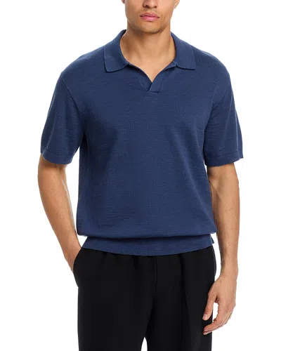 Madewell Johnny-collar Cotton Slub Sweater Polo In Blue