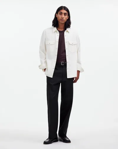 Madewell Cotton-wool Blend Trousers In True Black