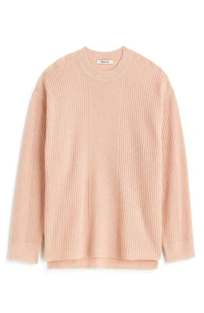 Madewell Crewneck Alpaca Blend Rib Sweater In Heather Pale Blush