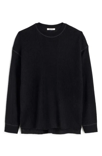 Madewell Crewneck Alpaca Blend Rib Sweater In True Black