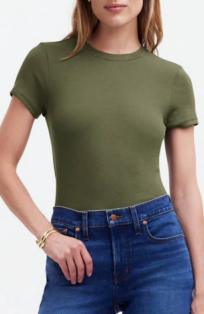 Madewell Crewneck Cotton Rib T-shirt In Faded Ivy