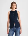 Madewell Crewneck Cutaway Drapey Twill Vest In Blue