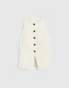 Madewell Crewneck Cutaway Drapey Twill Vest In White