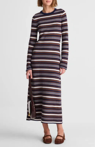 Madewell Crewneck Long Sleeve Merino Wool Sweater Maxi Dress In Multi