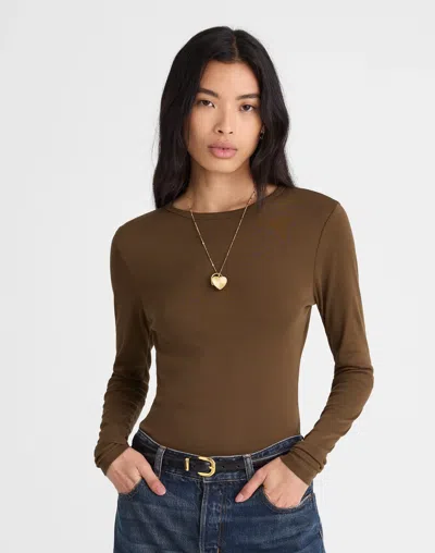 Madewell Crewneck Long-sleeve Tee In Brown