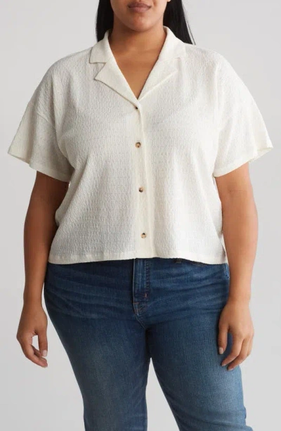 Madewell Crinkle Knit Button-up Top In Lighthouse