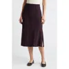 Madewell Crinkled Satin Slip Skirt In Black Iris