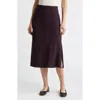 Madewell Crinkled Satin Slip Skirt In Black Iris