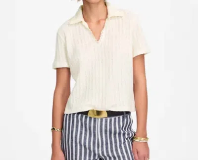 Madewell Crochet Knit Polo Sweater In Ivory In White