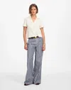 Madewell Crochet-knit V-neck Sweater Tee In Vintage Ivory
