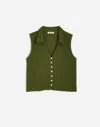 Madewell Crochet-knit V-neck Sweater Vest In Laurel Green