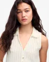 Madewell Crochet-knit V-neck Sweater Vest In Vintage Ivory