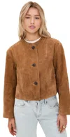 Madewell Crop Cardigan Jacket In Suede Aged Cognac In Aged Cognac
