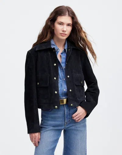 Madewell Crop Chore Jacket In Dark Navy