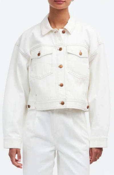 Madewell Crop Denim Jacket In Tile White