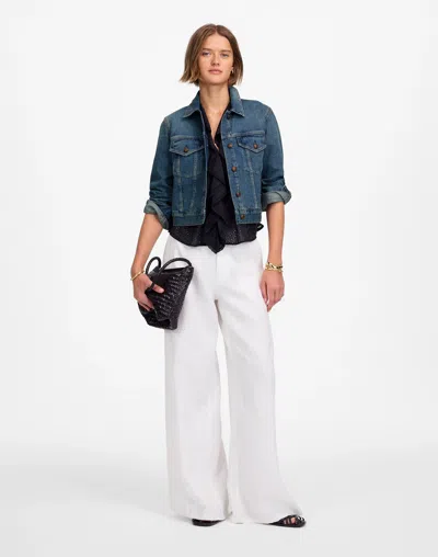 Madewell Crop Denim Trucker Jacket In Blue