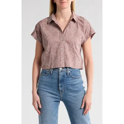 Madewell Cropped Dolman Sleeve Cotton Button-up Shirt In Vintage Petal
