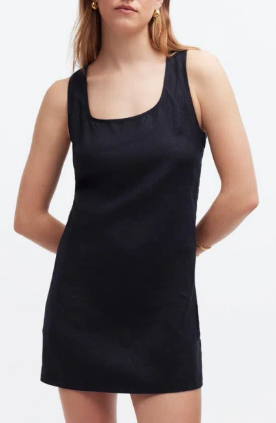 Madewell Cross-back A-line Sleeveless Minidress In True Black
