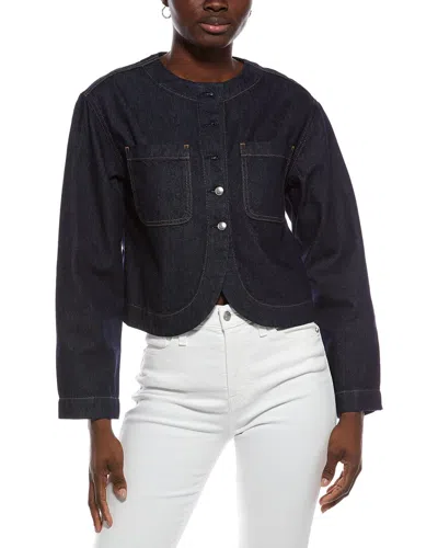 Madewell Curved Hem Button Jacket In Blue