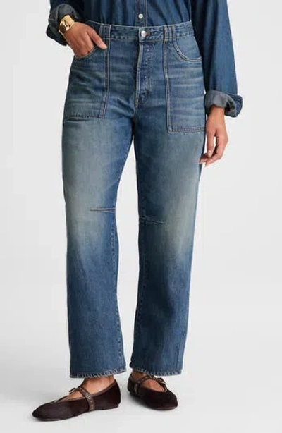Madewell Curvy Darted Barrel Leg Jeans In Blue
