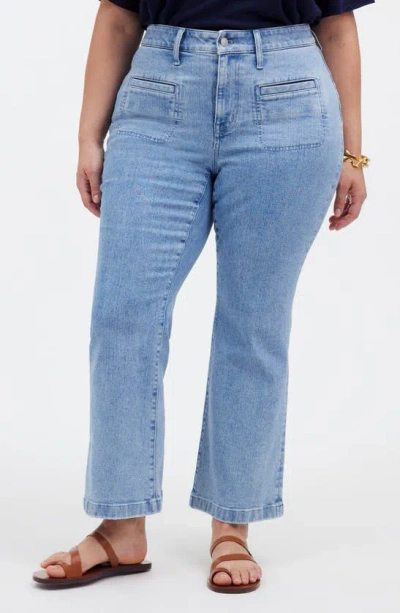 Madewell Curvy Patch Pocket Mid Rise Kick Out Crop Jeans In Penman Wash
